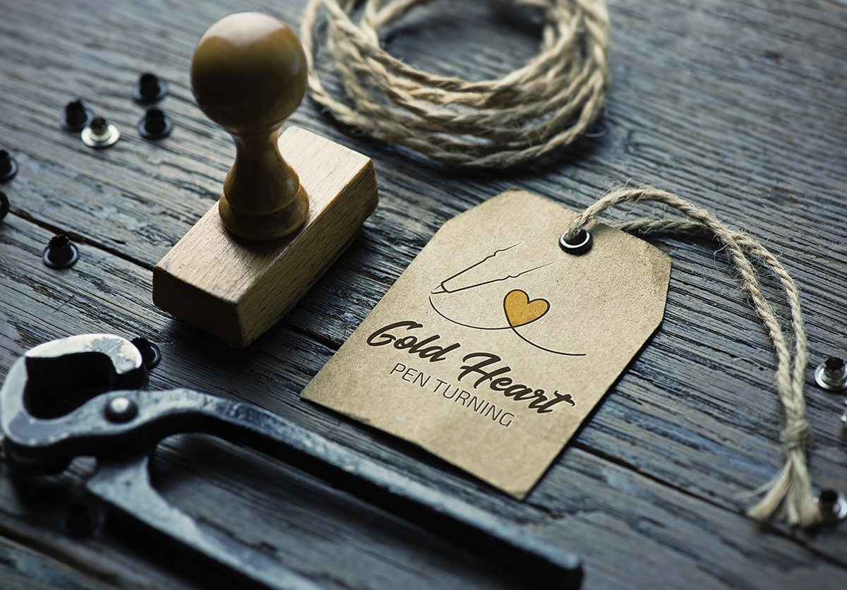 Gold Heart Pen Turning Logo